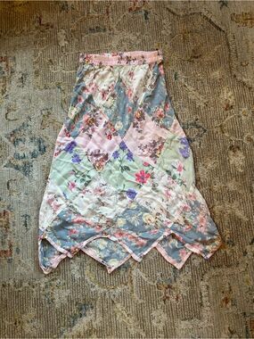 Vintage Floral Patchwork Midi Skirt